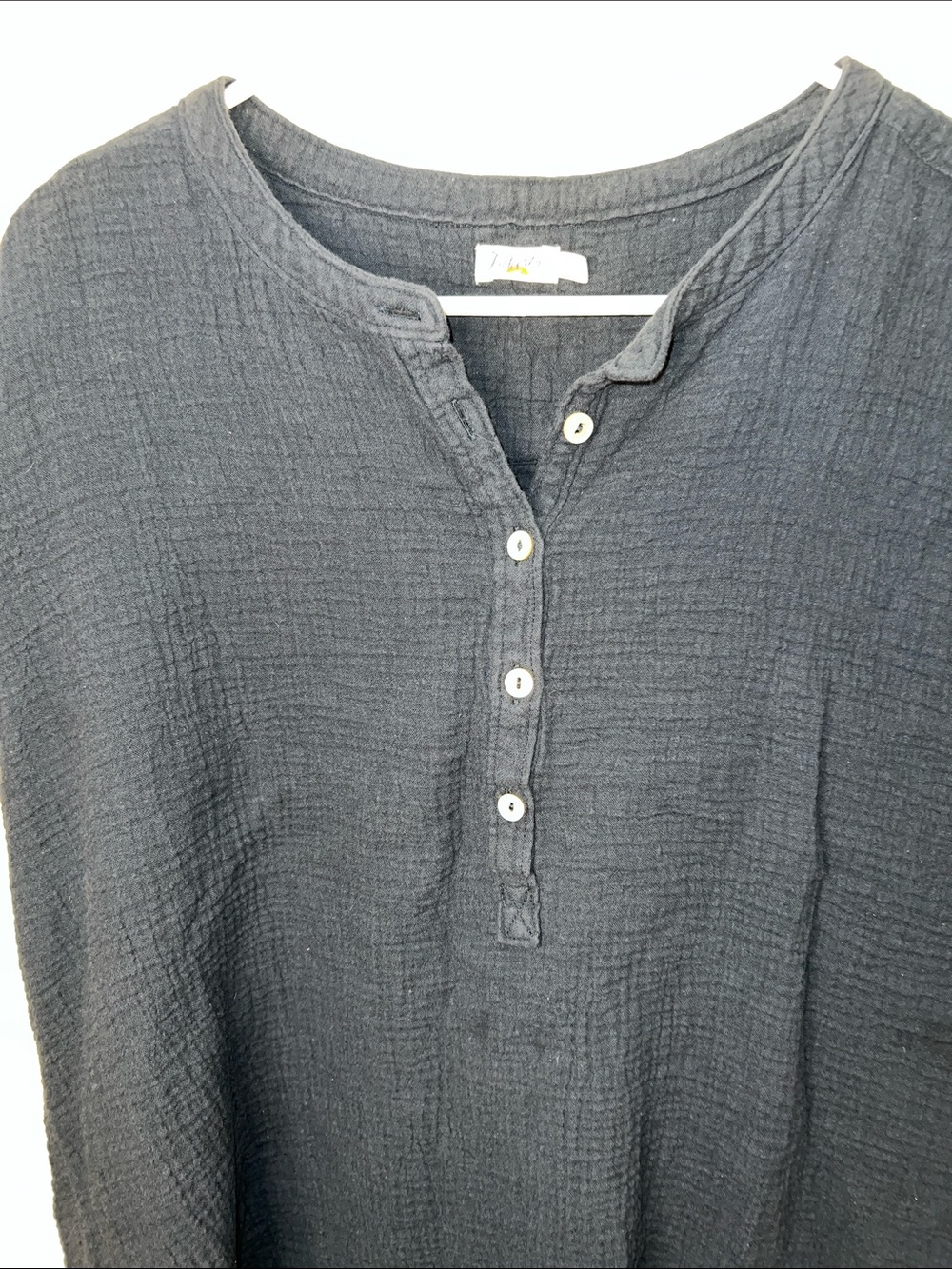 Faherty Navy Short-Sleeve Button Henley Blouse - Picture 8 of 9